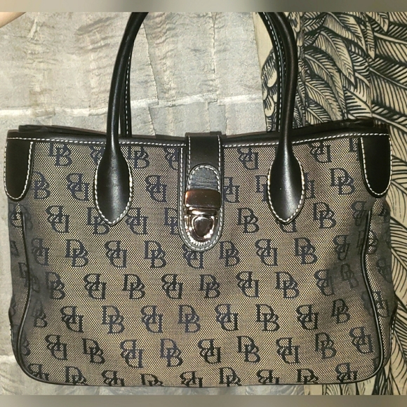 Dooney & Bourke Handbags - Dooney & Bourke Black and Grey Monogrammed Handbag